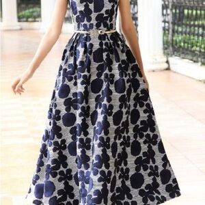Elegant Blue Floral Dress